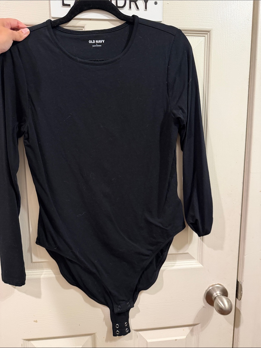 Old Navy Black Long-Sleeve Snap-Closure Bodysuit
